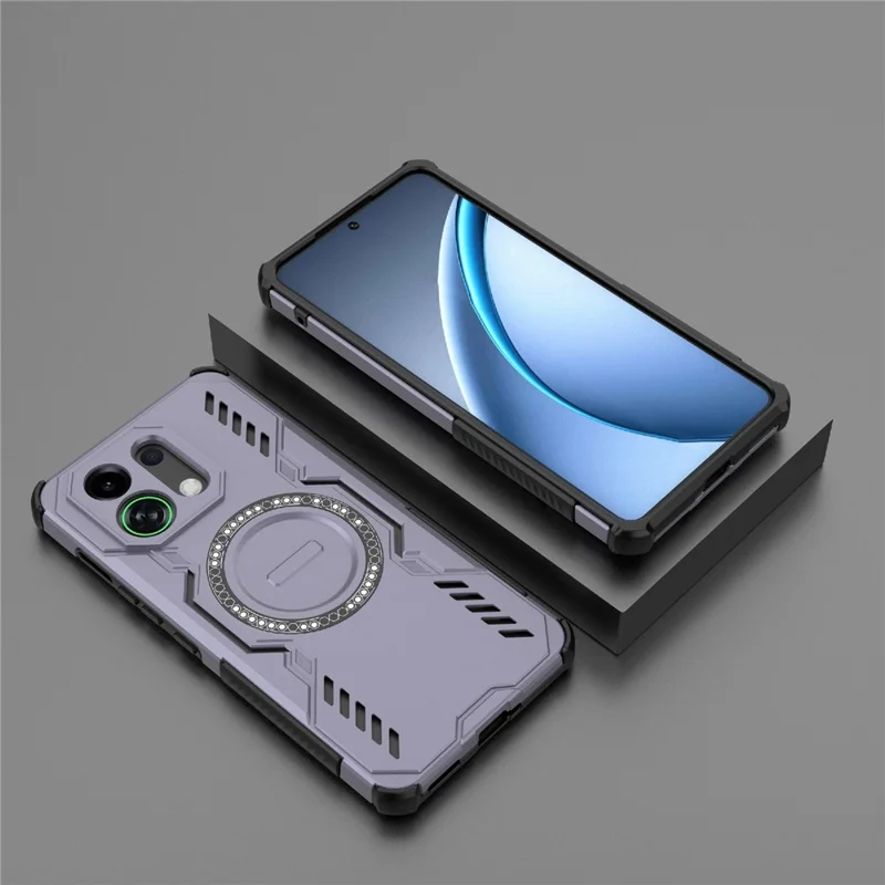 Для Oppo K13 Turbo 5G Магнитный чехол Бабочка Броня Полая теплоотводящая ПК + ТПУ Чехол для телефона - Фиолетовый