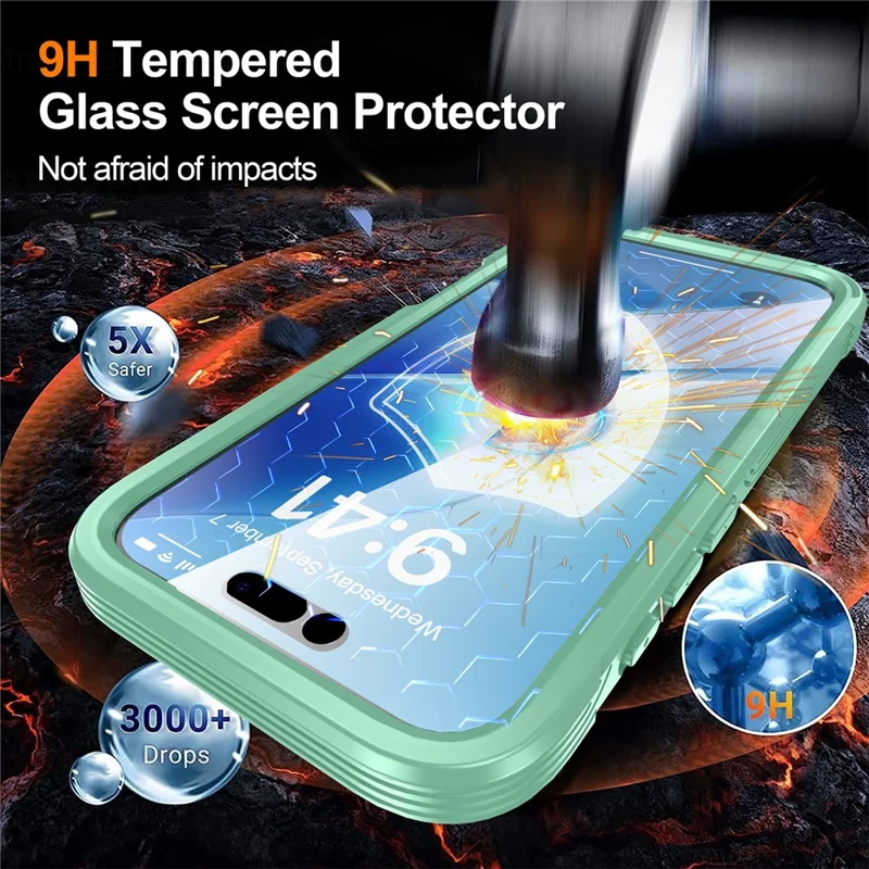 For iPhone Air Magnetic Case PC + TPU Phone Cover with Tempered Glass Screen Film - Green