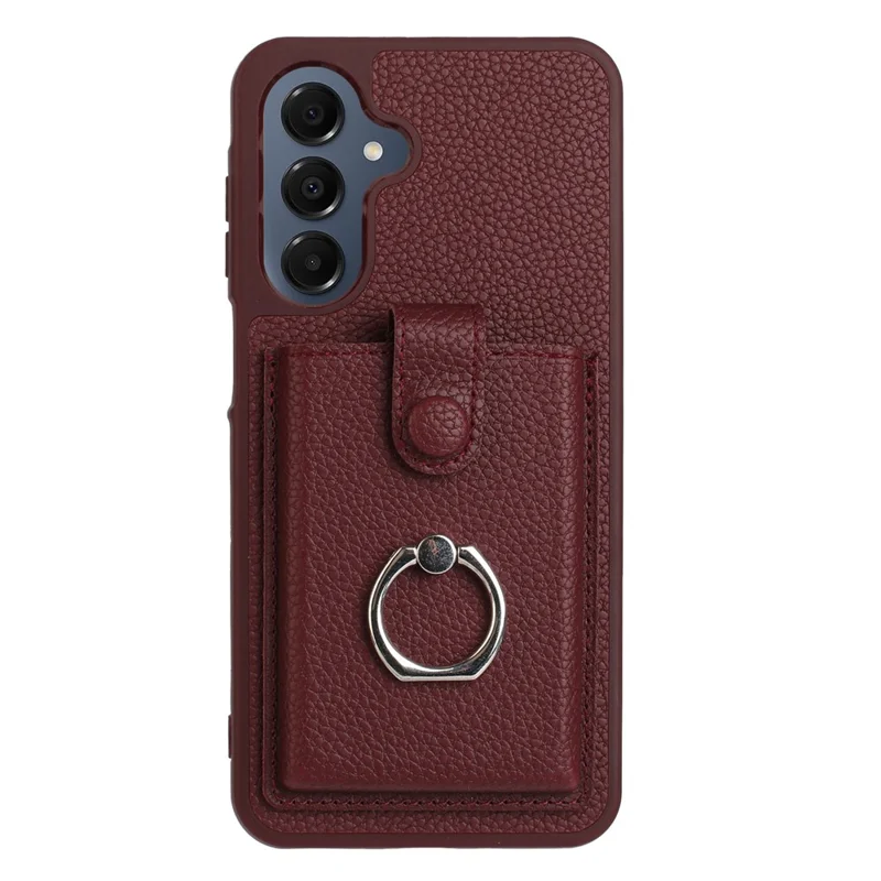 For Samsung Galaxy A17 5G / A17 4G / A26 5G Case with Ring Kickstand Drawing Type Card Slots Leather Back Cover - Wine Red