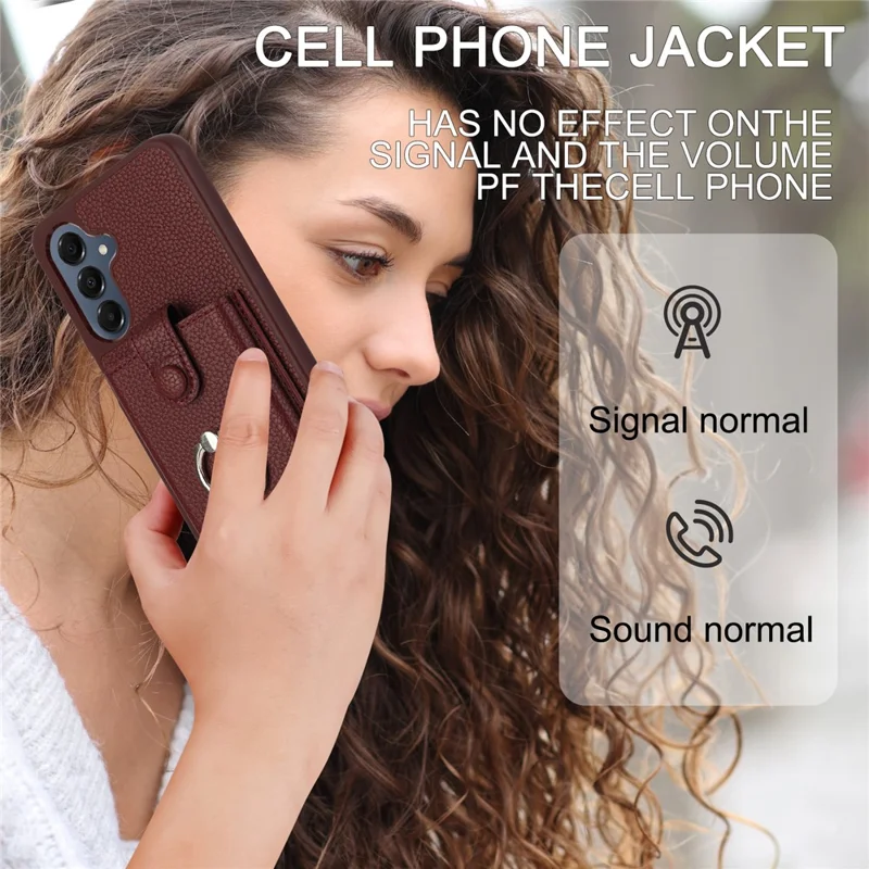 For Samsung Galaxy A17 5G / A17 4G / A26 5G Case with Ring Kickstand Drawing Type Card Slots Leather Back Cover - Wine Red