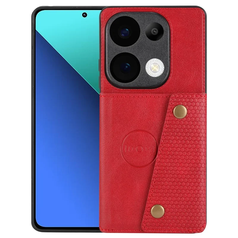 Funda para Xiaomi Redmi Note 13 Pro 4G / Poco M6 Pro 4G con Ranuras para Tarjetas, Soporte Plegable, Cuero + Funda de Teléfono TPU - Rojo