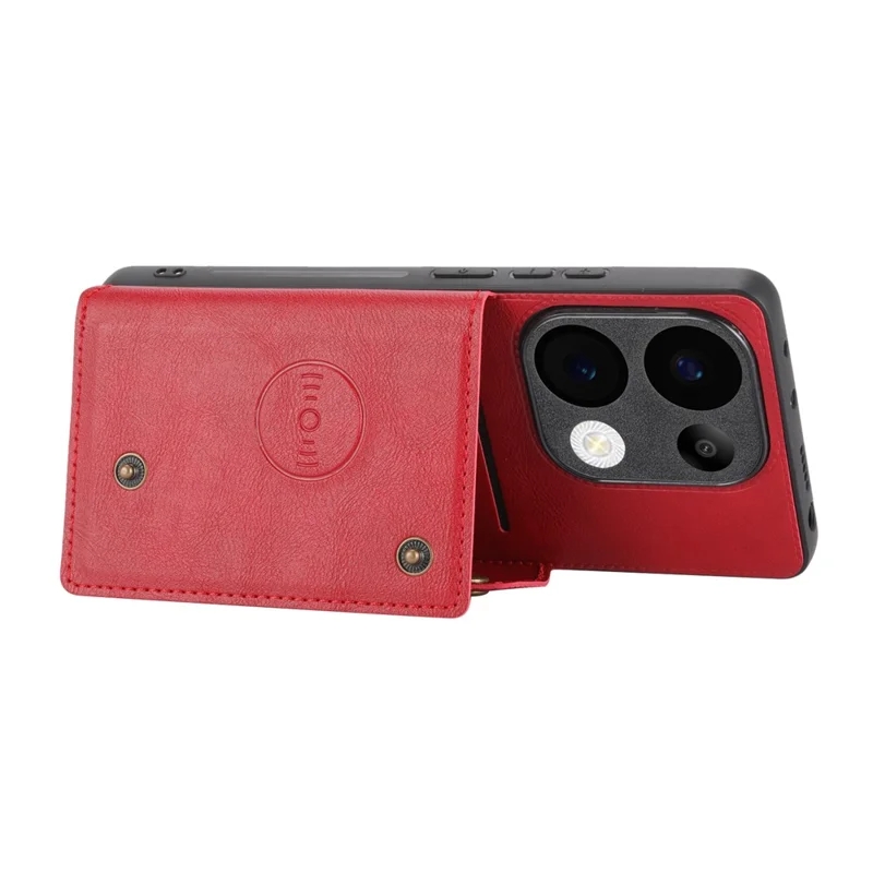 Funda para Xiaomi Redmi Note 13 Pro 4G / Poco M6 Pro 4G con Ranuras para Tarjetas, Soporte Plegable, Cuero + Funda de Teléfono TPU - Rojo
