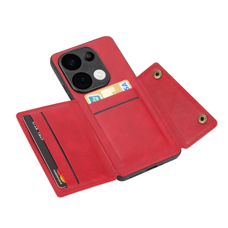 Funda para Xiaomi Redmi Note 13 Pro 4G / Poco M6 Pro 4G con Ranuras para Tarjetas, Soporte Plegable, Cuero + Funda de Teléfono TPU - Rojo