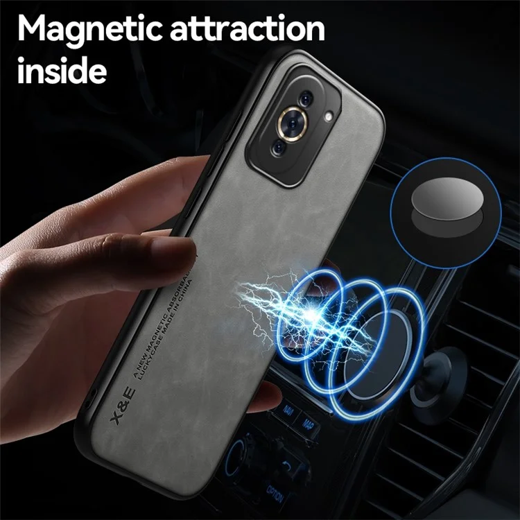 X&E For Huawei nova 10 Pro 4G Funda de piel sintética antideslizante y resistente a los golpes con soporte para coche, lámina metálica - Verde
