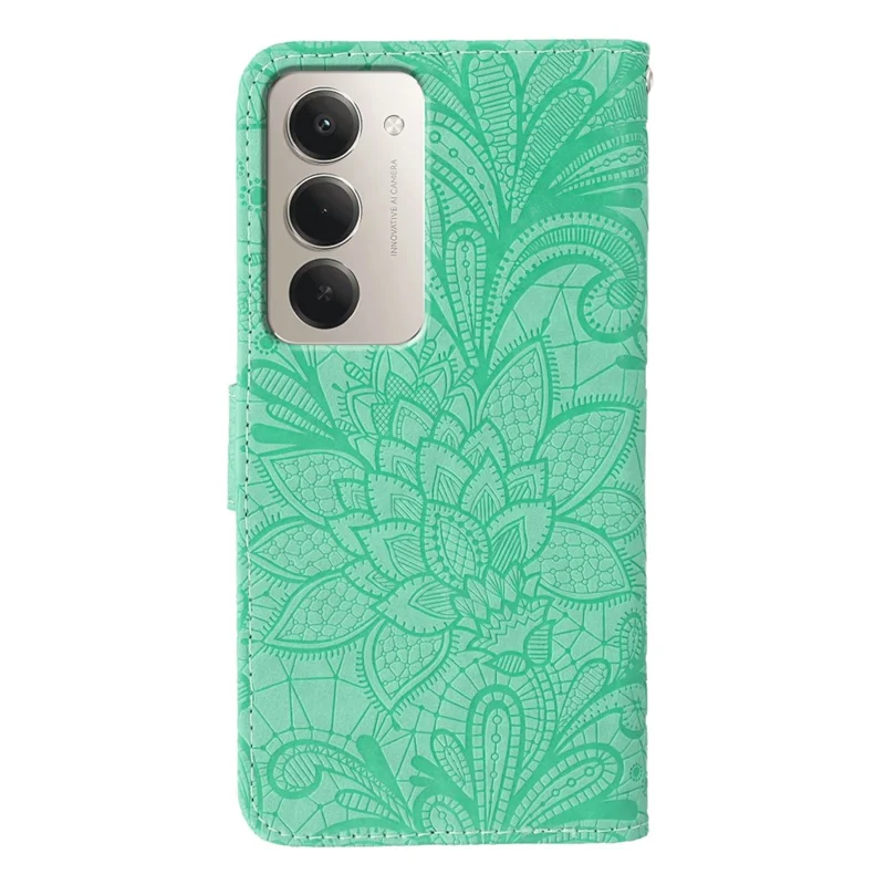 Per Xiaomi Redmi 15 5G Custodia Fiori in pizzo Portafoglio in pelle PU Custodia - Verde