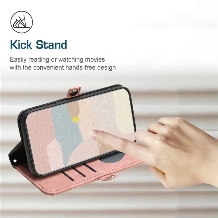 YX0020 Anti-Scratch Telephone Case Pour Samsung Galaxy A13 4G, Pustroproping en Cuir pu Stand Dual Magnetic Flasp Phone Cover Cover Gellet - Rose