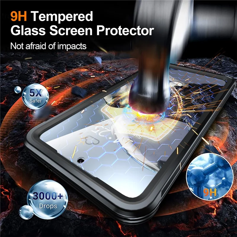 Für Samsung Galaxy S25 FE Magnetische Hülle PC + TPU Handyhülle mit gehärtetem Glasschutzfilm - Schwarz