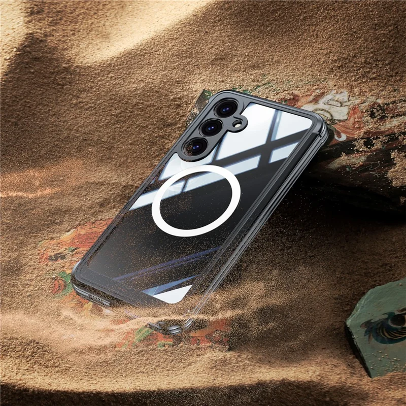 Für Samsung Galaxy S25 FE Magnetische Hülle PC + TPU Handyhülle mit gehärtetem Glasschutzfilm - Schwarz