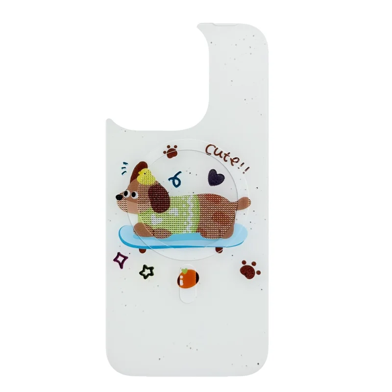 For iPhone 16 Pro Max Magnetic Case TPU PC Phone Cover with Skateboarding Dachshund Backplate - Pink