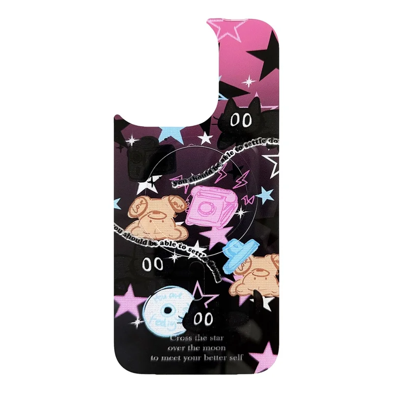 For iPhone 16 Pro Max Magnetic Case TPU PC Phone Cover with Detachable Brown Bear Slide Backplate - Pink