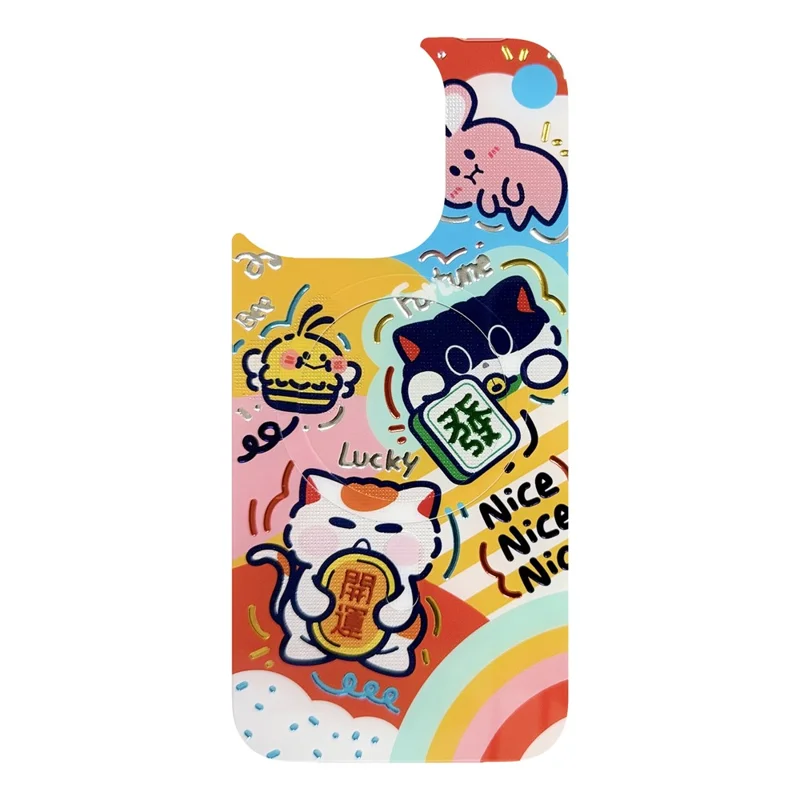 For iPhone 16 Pro Magnetic Case TPU PC Phone Cover with Detachable Green Lucky Cat Backplate - Green