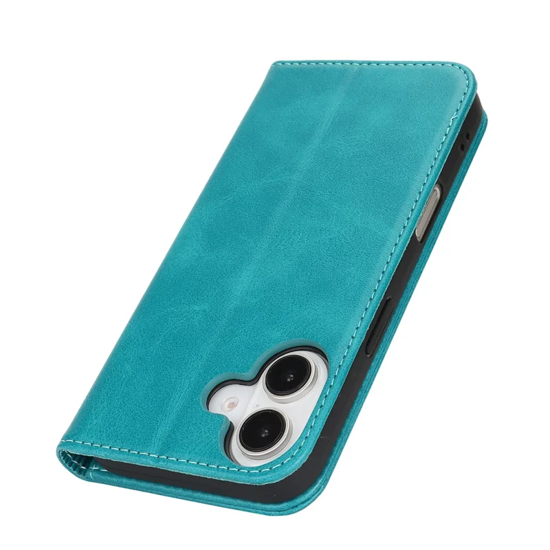 For iPhone 17 Case PU Leather Calf Textured Magnetic Closing Smart Phone Cover - Sky Blue