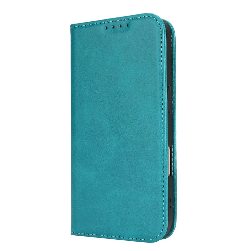 For iPhone 17 Case PU Leather Calf Textured Magnetic Closing Smart Phone Cover - Sky Blue