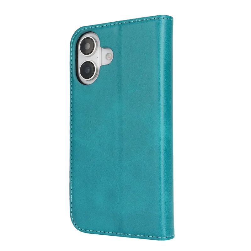 For iPhone 17 Case PU Leather Calf Textured Magnetic Closing Smart Phone Cover - Sky Blue