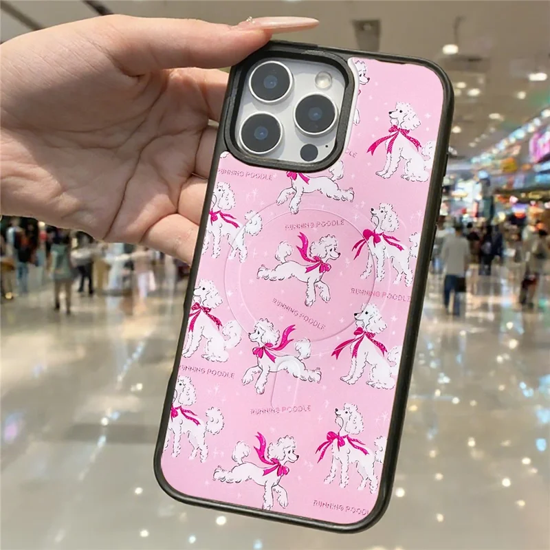 For iPhone 16 Pro Magnetic Case TPU PC Phone Cover with Detachable Running Dog Backplate - Green