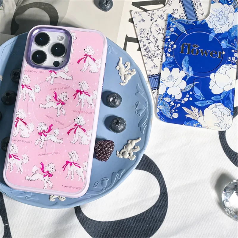 For iPhone 16 Pro Magnetic Case TPU PC Phone Cover with Detachable Running Dog Backplate - Green