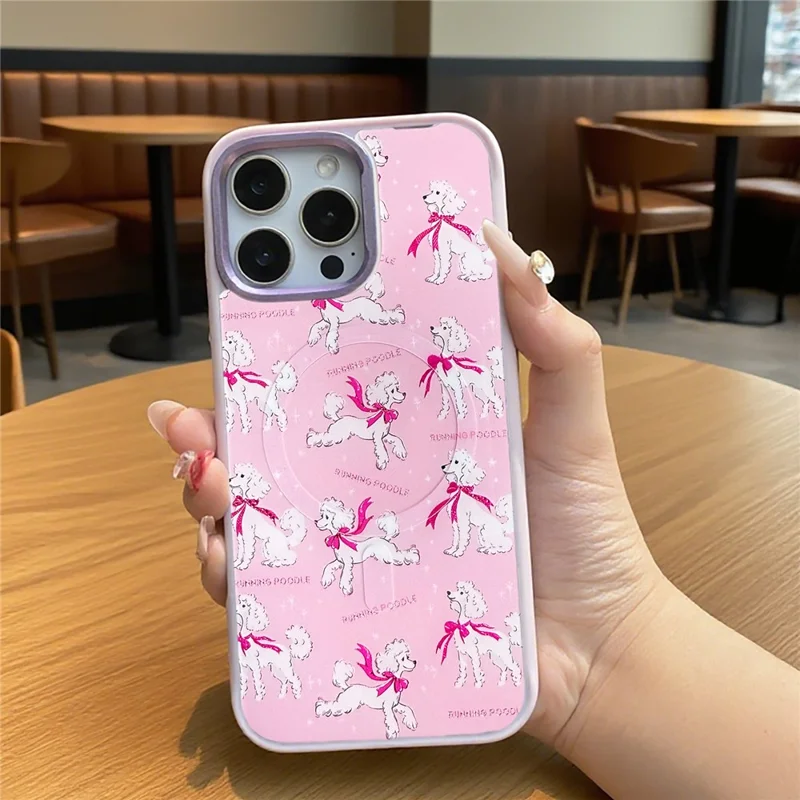 For iPhone 16 Pro Magnetic Case TPU PC Phone Cover with Detachable Running Dog Backplate - Green