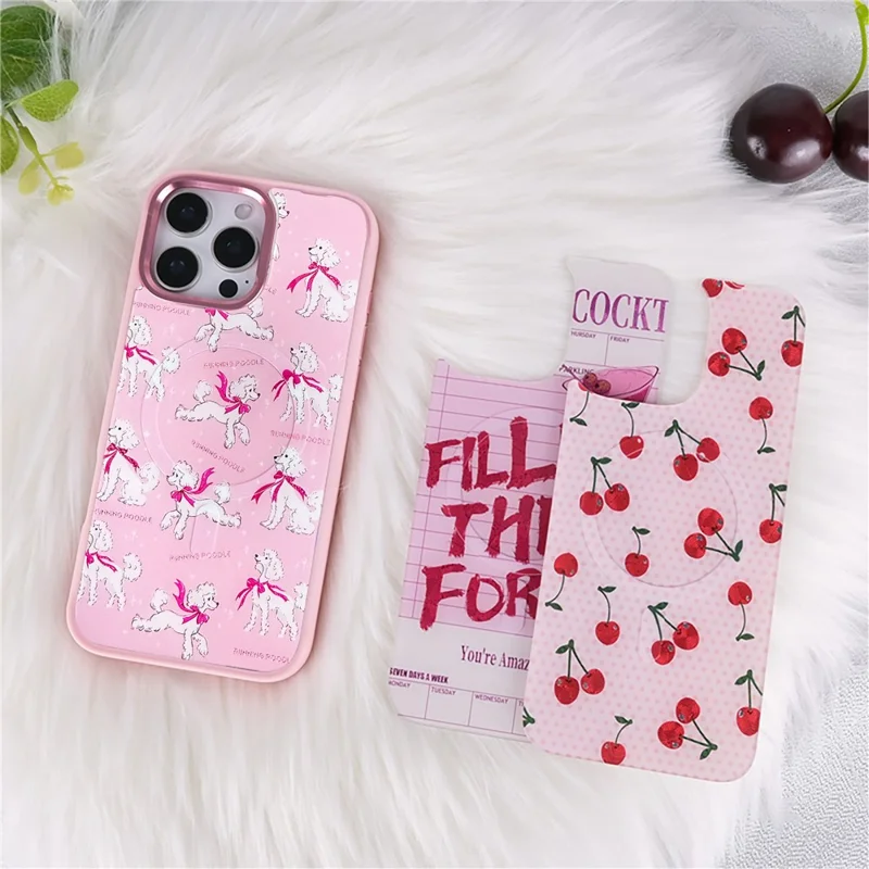 For iPhone 16 Pro Magnetic Case TPU PC Phone Cover with Detachable Running Dog Backplate - Green