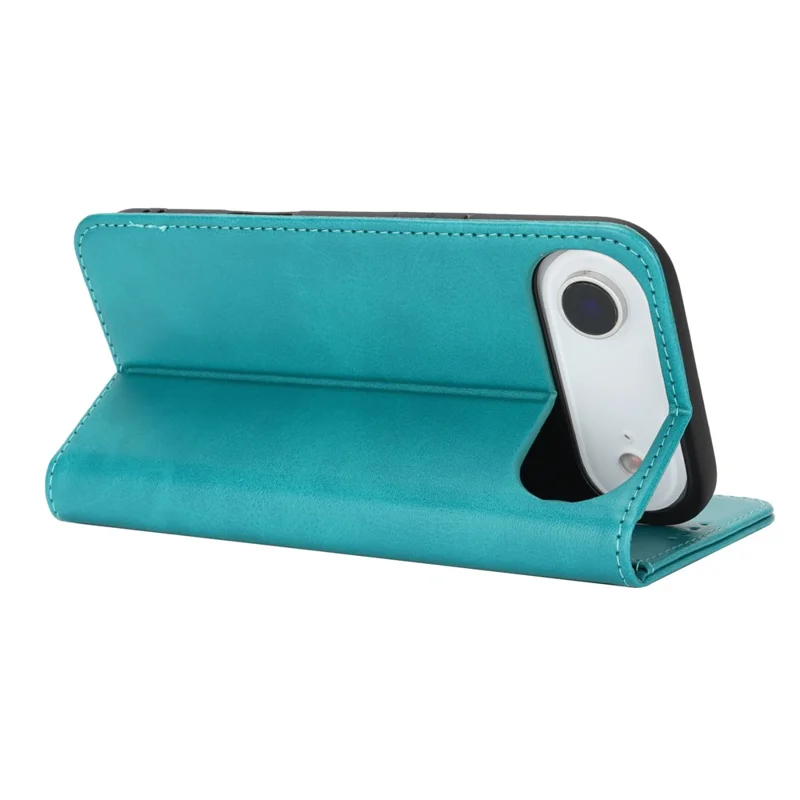 For iPhone Air Case PU Leather Calf Textured Magnetic Closing Smart Phone Cover - Sky Blue