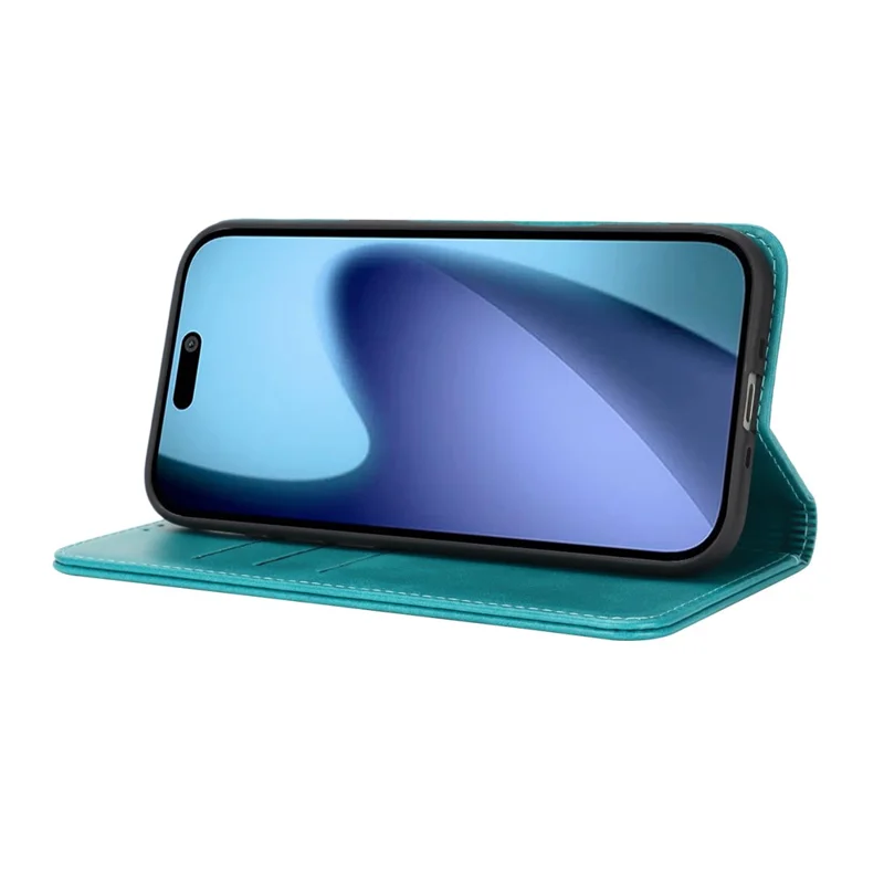 For iPhone Air Case PU Leather Calf Textured Magnetic Closing Smart Phone Cover - Sky Blue