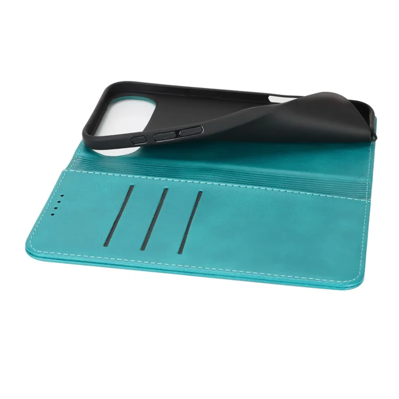 For iPhone Air Case PU Leather Calf Textured Magnetic Closing Smart Phone Cover - Sky Blue