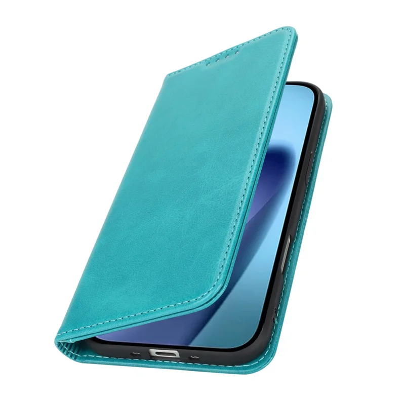 For iPhone Air Case PU Leather Calf Textured Magnetic Closing Smart Phone Cover - Sky Blue