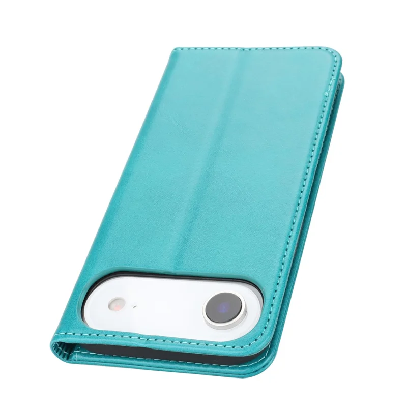 For iPhone Air Case PU Leather Calf Textured Magnetic Closing Smart Phone Cover - Sky Blue