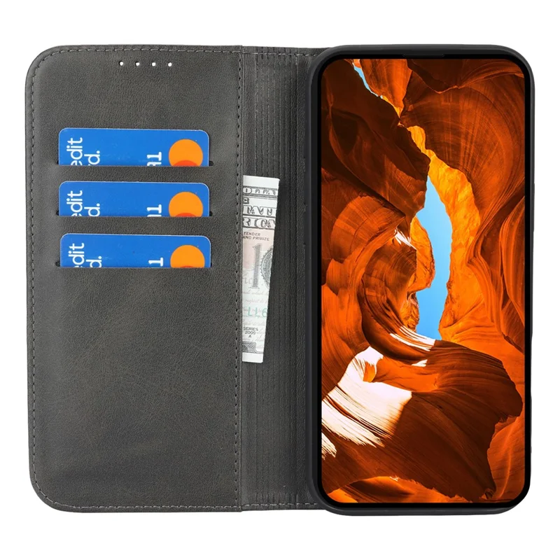 For iPhone 18 Pro Max / 17 Pro Max Case PU Leather Calf Textured Magnetic Closing Smart Phone Cover - Black