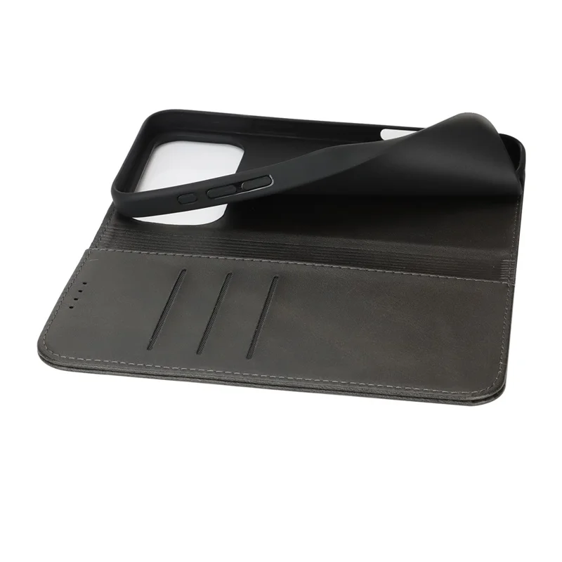 For iPhone 18 Pro Max / 17 Pro Max Case PU Leather Calf Textured Magnetic Closing Smart Phone Cover - Black