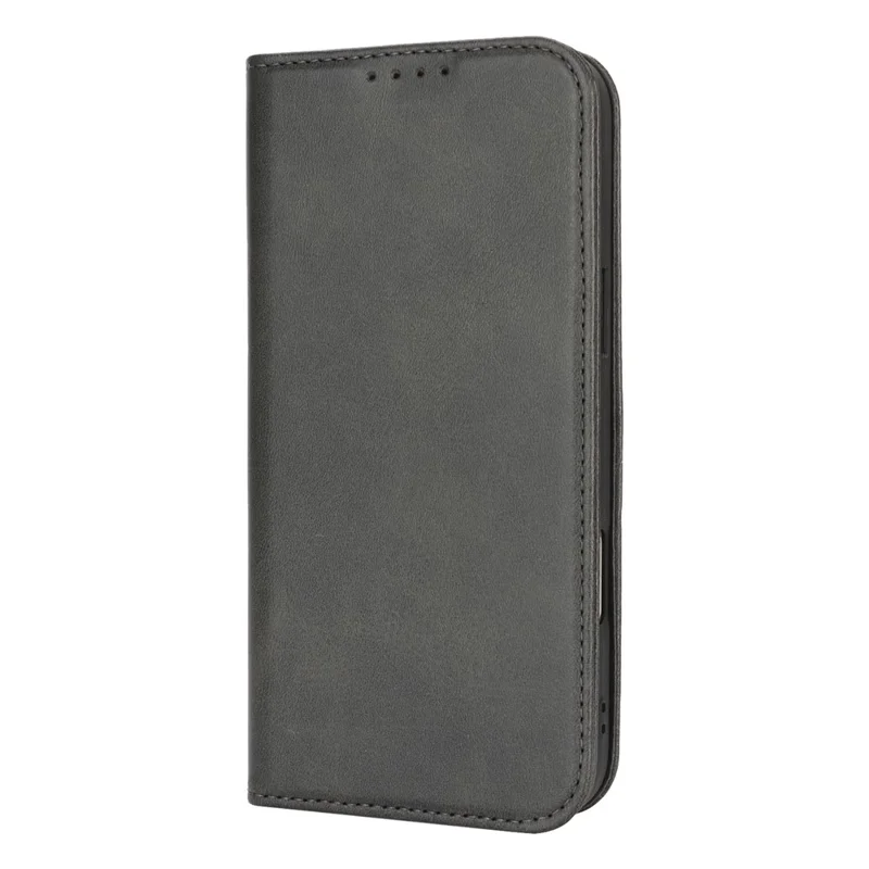 For iPhone 18 Pro Max / 17 Pro Max Case PU Leather Calf Textured Magnetic Closing Smart Phone Cover - Black