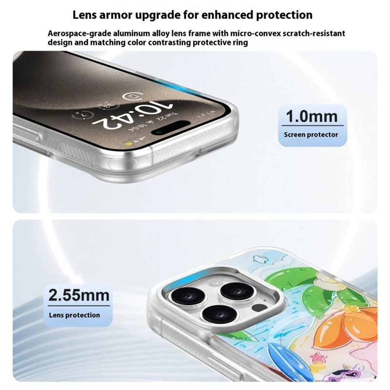 For iPhone 16 Pro Magnetic Case TPU PC Phone Cover with Detachable Cute Piggy Backplate - Black