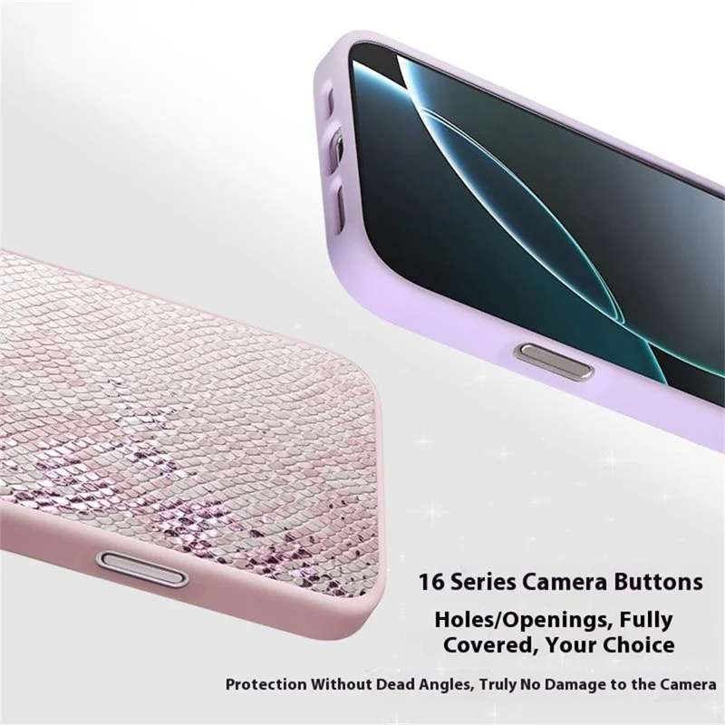 JAUCASE Para iPhone 16 Pro Max Capa Magnética com Textura de Cobra PU + TPU + PC para Celular - Branco