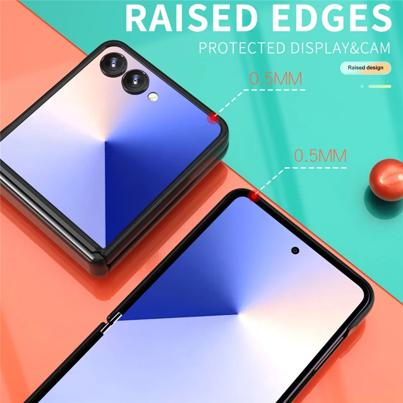 For Samsung Galaxy Z Flip7 5G Case PC + TPU Shockproof Phone Back Cover with Kickstand - Black