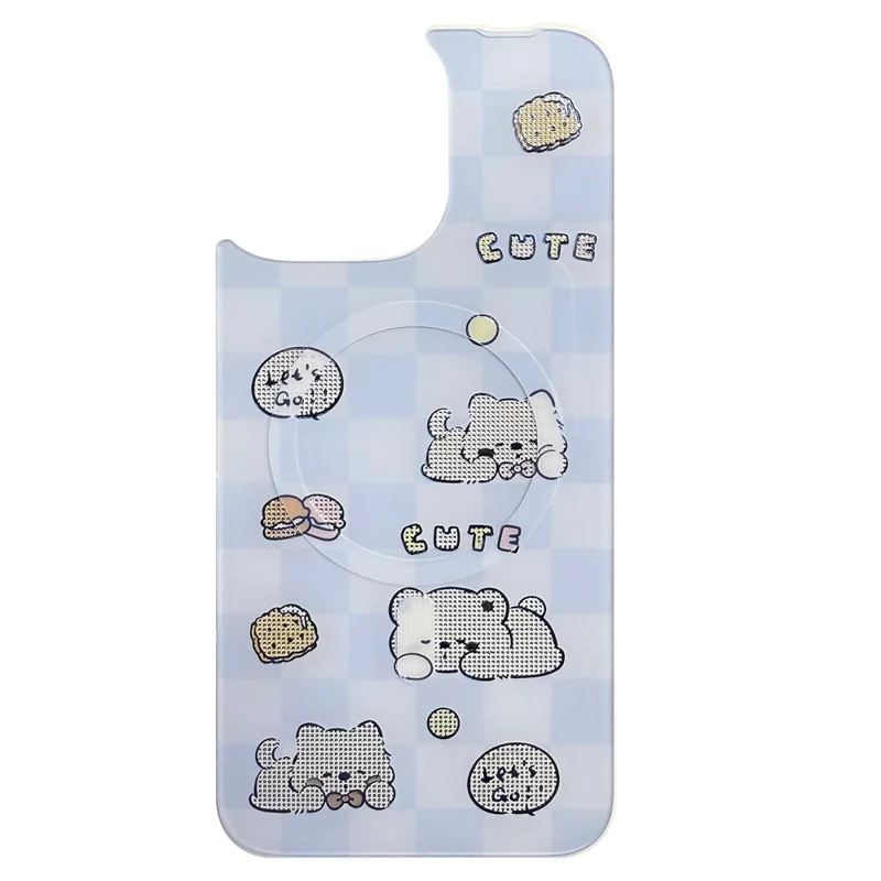 For iPhone 16 Pro Magnetic Case TPU PC Phone Cover with Detachable Cookie Bear Blue Backplate - Green