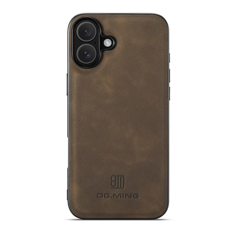DG.MING Pour étui iPhone 17 Cuir PU Hybride PC + TPU Protection Téléphone - Café