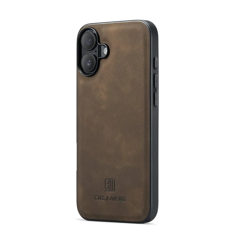 DG.MING Pour étui iPhone 17 Cuir PU Hybride PC + TPU Protection Téléphone - Café