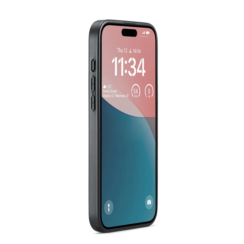 DG.MING Pour étui iPhone 17 Cuir PU Hybride PC + TPU Protection Téléphone - Café