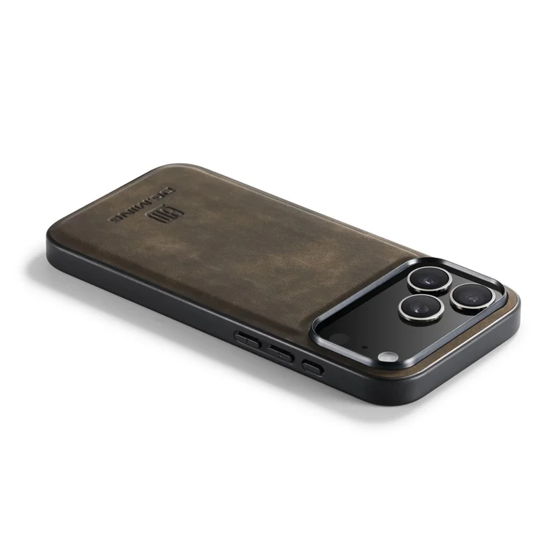 DG.MING Pour Coque iPhone 17 Pro Étui en Cuir PU avec Coque Hybride PC + TPU - Café
