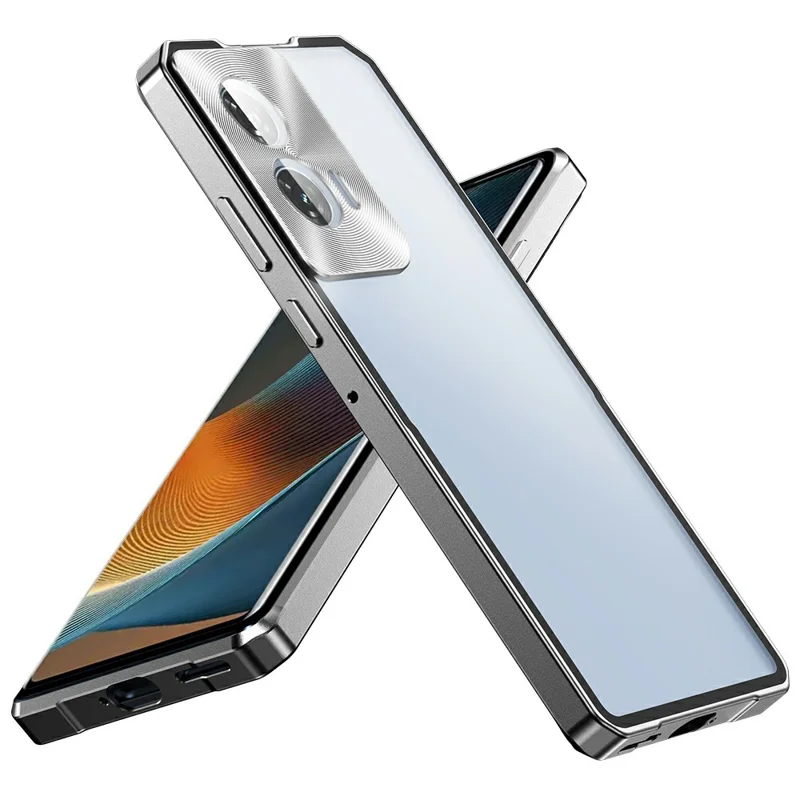 For Motorola Edge 50 Pro 5G Case Hard PC Metal Frame Matte Phone Cover - Silver