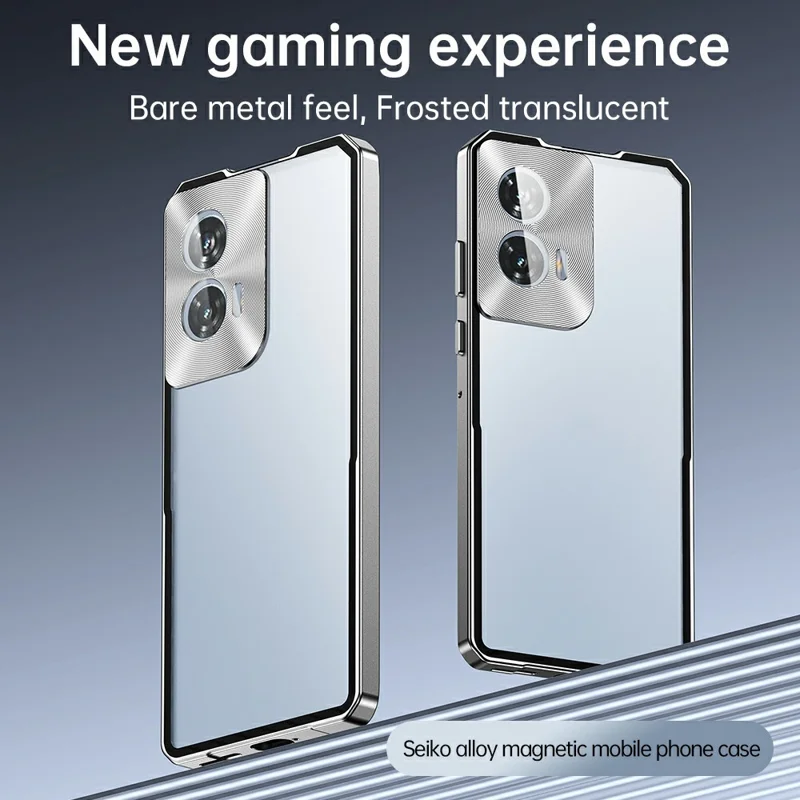 For Motorola Edge 50 Pro 5G Case Hard PC Metal Frame Matte Phone Cover - Silver