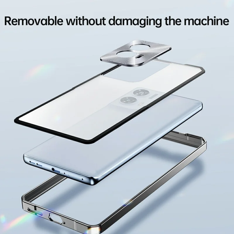 For Motorola Edge 50 Pro 5G Case Hard PC Metal Frame Matte Phone Cover - Silver