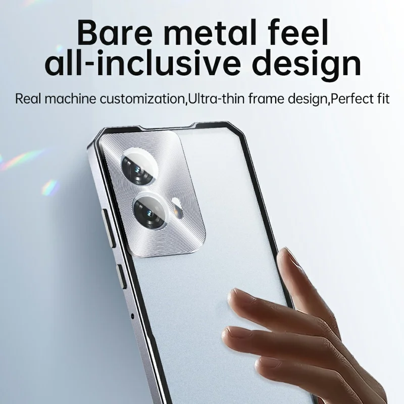 For Motorola Edge 50 Pro 5G Case Hard PC Metal Frame Matte Phone Cover - Black