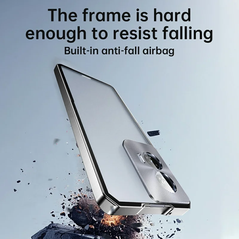 For Motorola Edge 50 Pro 5G Case Hard PC Metal Frame Matte Phone Cover - Black
