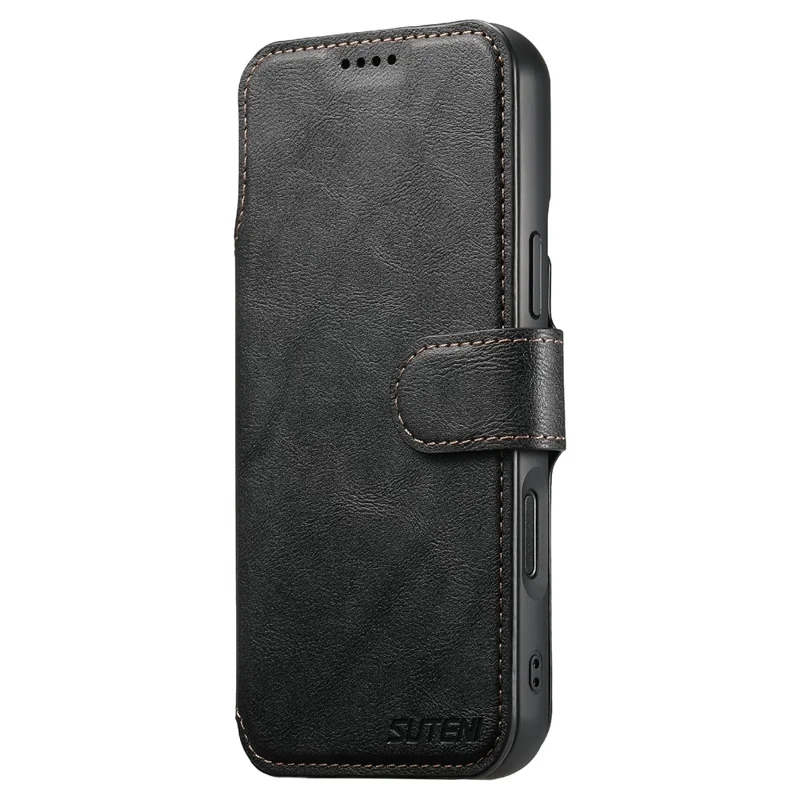 SUTENI Q-05 For iPhone 17 Pro Max Wallet Case 2 in 1 Detachable Leather Flip Phone Cover with Stand - Black