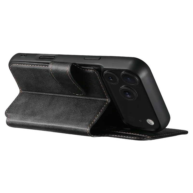 SUTENI Q-05 For iPhone 17 Pro Max Wallet Case 2 in 1 Detachable Leather Flip Phone Cover with Stand - Black