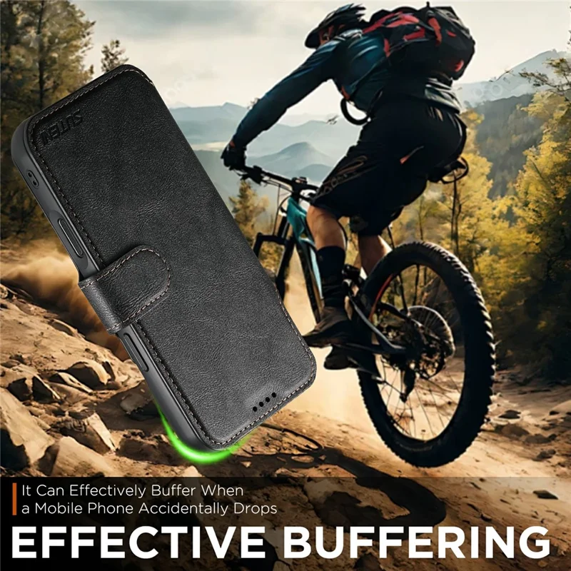SUTENI Q-05 For iPhone 17 Pro Max Wallet Case 2 in 1 Detachable Leather Flip Phone Cover with Stand - Black