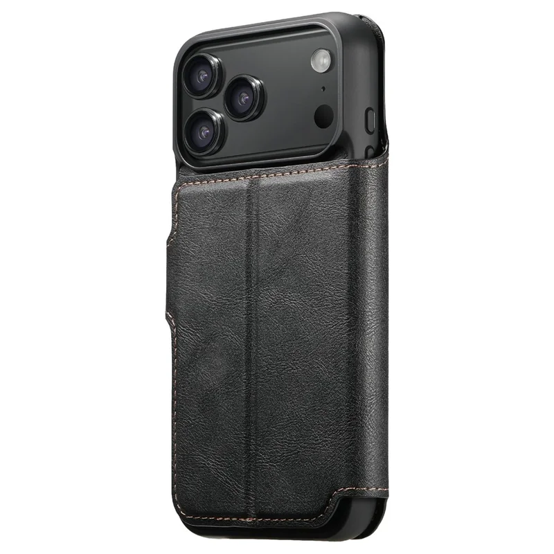 SUTENI Q-05 For iPhone 17 Pro Wallet Case 2 in 1 Detachable Leather Flip Phone Cover with Stand - Black