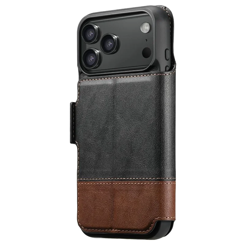 SUTENI Q-06 For iPhone 17 Pro Max Case Color Splicing Magnetic Detachable Leather Phone Cover - Black
