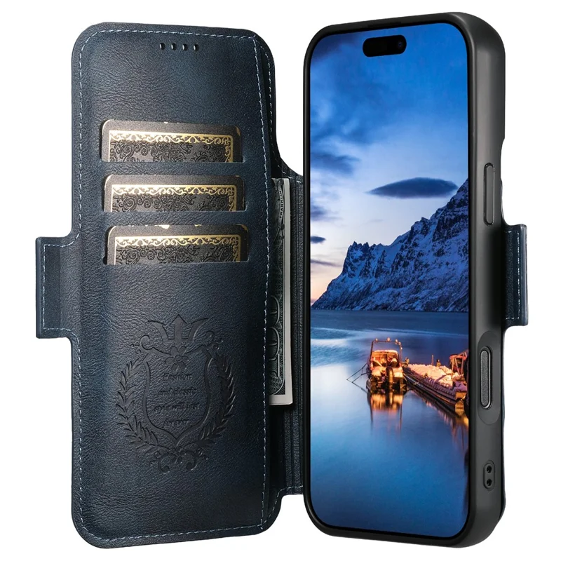 SUTENI Q-06 For iPhone 17 Air Case Color Splicing Magnetic Detachable Leather Phone Cover - Blue