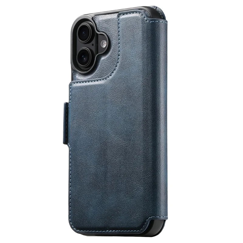 SUTENI Q-07 For iPhone 17 Case Magnetic Color Splicing Cowhide Texture Leather Cover - Blue